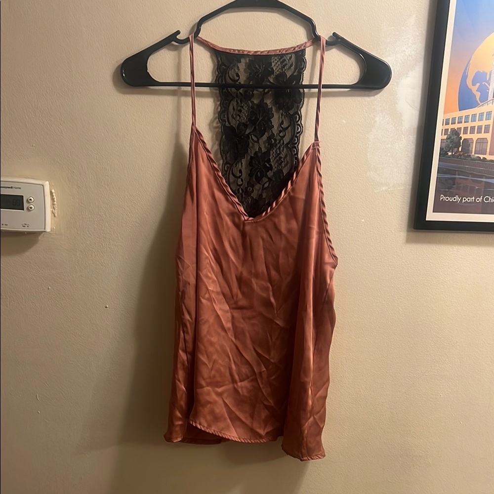 Elegant Lace-Back Blouse in Rust